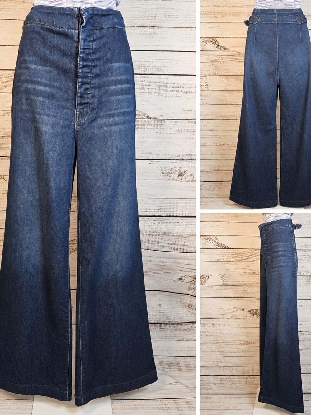 MOTHER The Cinch Roller Sneak High Rise Wide Leg Jeans 28 French Electro